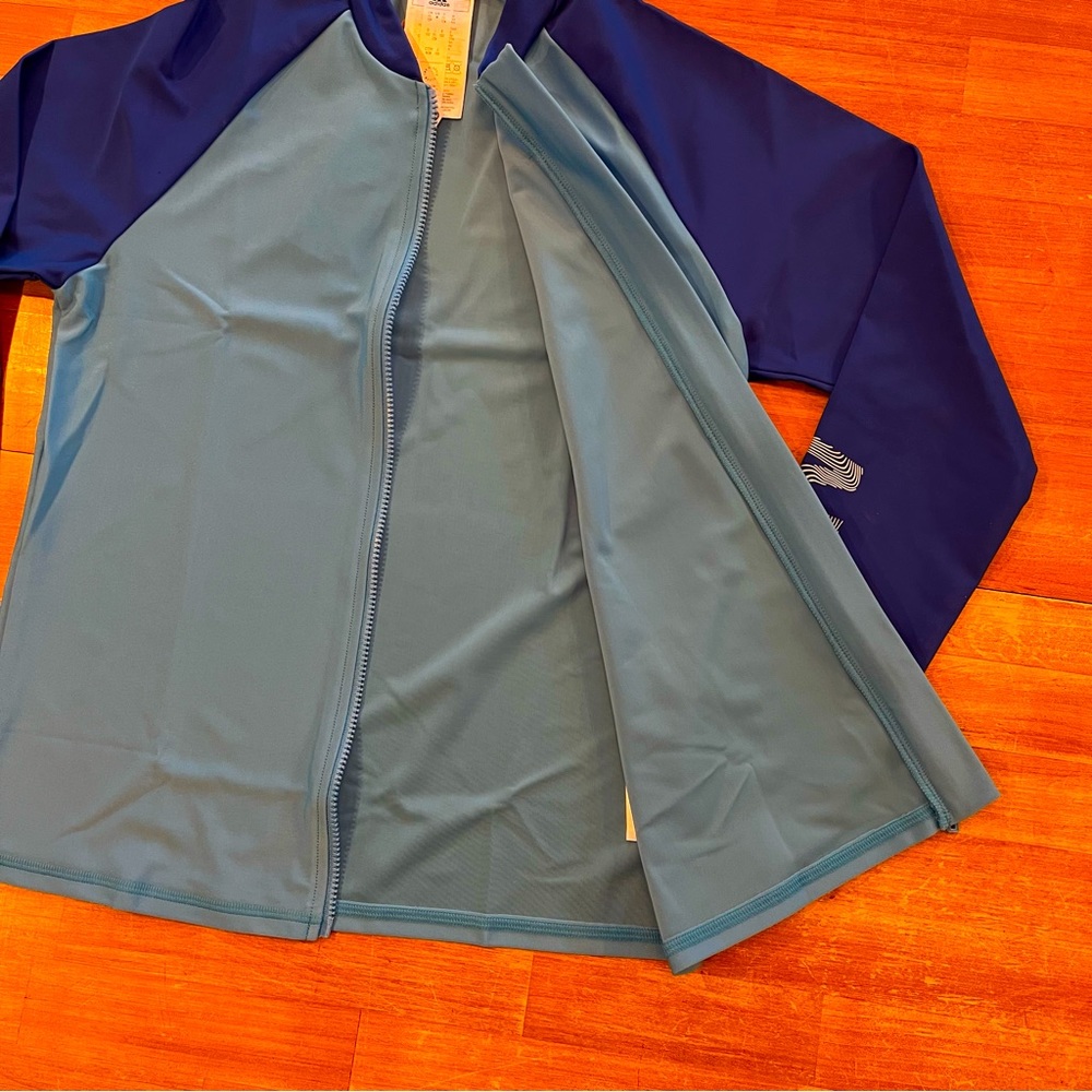 ADIDAS Kid’s Long Sleeve Zip-Up Rashguard - Picture 4 of 7